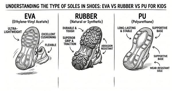 Understanding the Type of Soles in Shoes: EVA vs Rubber vs PU for Kids