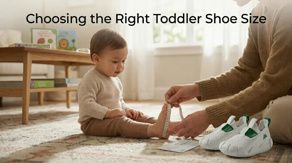 parent measuring toddler foot size for shoes - Aretto